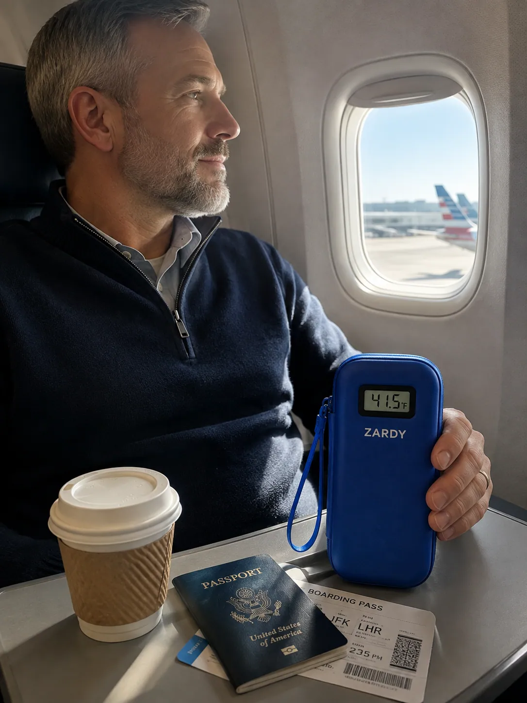 Mid-flight, checking the display without opening the case